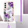 Samsung Galaxy S22 5G Electroplating IMD TPU Phone Case with Lanyard - Purple Flower