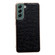 Samsung Galaxy S22 5G Genuine Leather Ostrich Texture Series Nano Electroplating Phone Case - Black