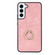 Samsung Galaxy S22 5G Vintage Patch Leather Phone Case with Ring Holder - Pink