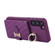 Samsung Galaxy S22 5G Horizontal Card Bag Ring Holder Phone Case with Dual Lanyard - Dark Purple