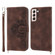 Samsung Galaxy S22 5G Skin-feel Flowers Embossed Wallet Leather Phone Case - Brown Samsung Galaxy S22 5G Skin-feel Flowers Embossed Wallet Leather Phone Case - Brown