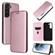 Samsung Galaxy S22 Carbon Fiber Texture Horizontal Flip Leather Phone Case - Pink