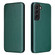 Samsung Galaxy S22 Carbon Fiber Texture Horizontal Flip Leather Phone Case - Green