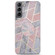 Samsung Galaxy S22 5G IMD Marble TPU Phone Case with Folding Holder - Pink Grey