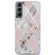 Samsung Galaxy S22 5G IMD Marble TPU Phone Case with Folding Holder - Light Pink Grey