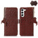 Samsung Galaxy S22 5G Ostrich Pattern Genuine Leather RFID Phone Case - Coffee