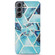 Samsung Galaxy S22 5G IMD Marble TPU Phone Case with Folding Holder - Blue