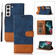 Samsung Galaxy S22 5G Splicing Leather Phone Case - Dark Blue