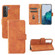 Samsung Galaxy S22 5G Skin Feel Magnetic Buckle Calf Texture PU Phone Case - Brown