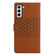 Samsung Galaxy S22 5G Diamond Embossed Skin Feel Leather Phone Case with Lanyard - Brown