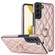 Samsung Galaxy S22 5G Rhombic PU Leather Phone Case with Ring Holder - Rose Gold
