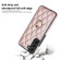 Samsung Galaxy S22 5G Rhombic PU Leather Phone Case with Ring Holder - Rose Gold