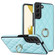 Samsung Galaxy S22 5G Rhombic PU Leather Phone Case with Ring Holder - Blue Samsung Galaxy S22 5G Rhombic PU Leather Phone Case with Ring Holder - Blue