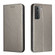 Samsung Galaxy S22 5G Carbon Fiber Texture Flip Holder Leather Phone Case - Grey