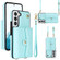 Samsung Galaxy S22 5G RFID Card Slot Leather Phone Case with Long Lanyard - Mint Green