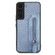 Samsung Galaxy S22 5G Carbon Fiber Horizontal Flip Zipper Wallet Phone Case - Blue