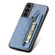Samsung Galaxy S22 5G Carbon Fiber Horizontal Flip Zipper Wallet Phone Case - Blue