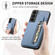 Samsung Galaxy S22 5G Carbon Fiber Vertical Flip Zipper Wallet Phone Case - Khaki