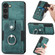 Samsung Galaxy S22 5G Retro Skin-feel Ring Card Wallet Phone Case - Green