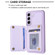 Samsung Galaxy S22 5G BF25 Square Plaid Card Bag Holder Phone Case - Purple