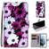 Samsung Galaxy S22 5G Coloured Drawing Cross Texture Horizontal Flip PU Phone Leather Case with Holder & Card Slots & Wallet & Lanyard - Colorful Layer - Chrysanthemum Pink White Purple
