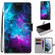 Samsung Galaxy S22 5G Coloured Drawing Cross Texture Horizontal Flip PU Phone Leather Case with Holder & Card Slots & Wallet & Lanyard - Colorful Layer - Purple Green Starry Sky