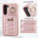Samsung Galaxy S22 5G Vertical Card Bag Ring Holder Phone Case with Dual Lanyard - Rose Gold
