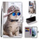 Samsung Galaxy S22 5G Coloured Drawing Cross Texture Horizontal Flip PU Phone Leather Case with Holder & Card Slots & Wallet & Lanyard - Colorful Layer - Oblique Hat Blue Mirror Cat