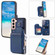 Samsung Galaxy S22 5G Zipper Card Slots RFID Phone Case - Blue