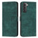 Samsung Galaxy S22 5G Skin Feel Stripe Pattern Leather Phone Case with Lanyard - Green