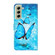 Samsung Galaxy S22 5G 3D Painting Pattern TPU + PU Leather Phone Case - Three Butterflies