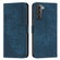 Samsung Galaxy S22 5G Skin Feel Stripe Pattern Leather Phone Case with Lanyard - Blue