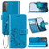 Samsung Galaxy S22 5G Four-leaf Clasp Embossed Leather Phone Case with Lanyard & Card Slot & Wallet & Bracket Function - Blue