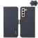 Samsung Galaxy S22 5G KHAZNEH Side-Magnetic Litchi Genuine Leather RFID Phone Case - Blue