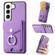 Samsung Galaxy S22 5G Electroplating Skin-feel Leather Ring Card Wallet Phone Case - Purple