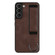 Samsung Galaxy S22 5G Wristband Holder Leather Back Phone Case - Coffee