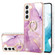 Samsung Galaxy S22 Electroplating Marble IMD TPU Phone Case with Ring Holder - Purple 001