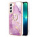 Samsung Galaxy S22 Electroplating Marble IMD TPU Phone Case with Ring Holder - Purple 001