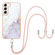 Samsung Galaxy S22 5G Electroplating Marble IMD TPU Phone Case with Lanyard - White 006