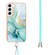 Samsung Galaxy S22 5G Electroplating Marble IMD TPU Phone Case with Lanyard - Green 003