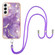 Samsung Galaxy S22 5G Electroplating Marble IMD TPU Phone Case with Lanyard - Purple 002