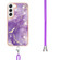 Samsung Galaxy S22 5G Electroplating Marble IMD TPU Phone Case with Lanyard - Purple 002