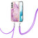 Samsung Galaxy S22 5G Electroplating Marble IMD TPU Phone Case with Lanyard - Purple 001