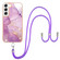 Samsung Galaxy S22 5G Electroplating Marble IMD TPU Phone Case with Lanyard - Purple 001