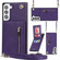 Samsung Galaxy S22 5G Cross-body Square Zipper Card Holder Bag Phone Case - Purple