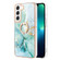 Samsung Galaxy S22 Electroplating Marble IMD TPU Phone Case with Ring Holder - Green 003