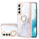 Samsung Galaxy S22 Electroplating Marble IMD TPU Phone Case with Ring Holder - White 006