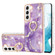 Samsung Galaxy S22 Electroplating Marble IMD TPU Phone Case with Ring Holder - Purple 002