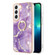 Samsung Galaxy S22 Electroplating Marble IMD TPU Phone Case with Ring Holder - Purple 002