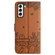 Samsung Galaxy S22 Cat Embossing Pattern Leather Phone Case with Lanyard - Brown